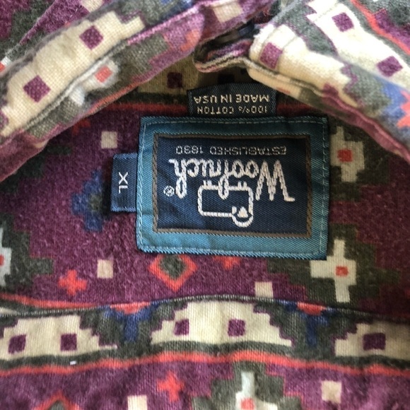Woolrich Brushed Flannel Tribal Aztec Print Button Down Mens Shirt Sz. XL - Picture 5 of 5